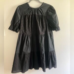 Who What Wear Black Eyelet Tiered Dress